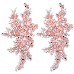 Персиковый Слойка Аксессуары для вышивки цветов из марли и пайеток, бисерные аппликации, для рюкзаков, одежда, розовые, 273x158x6.5 мм
