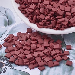 (TL2040) Matte Metallic Brick Red MIYUKI TILA Beads, Japanese Seed Beads, 2-Hole, (TL2040) Matte Metallic Brick Red, 5x5x1.9mm, Hole: 0.8mm, about 1180pcs/100g