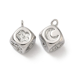 Платина Латунные подвески, амулеты в кости, платина, 12x9x9 мм, отверстие : 1.4 мм