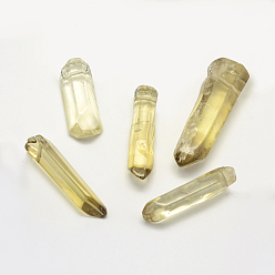 Yellow Quartz Natural Yellow Quartz Pointed Pendants, Mixed Shapes, Column, 44~64x10~20mm, Hole: 2mm