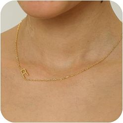 Letter R Латунные начальные звенья цепи ожерелья для женщин, Буква R, 15.75 дюйм (40 см)