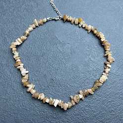 Солнечный Камень Ожерелья из бисера с натуральным солнечным камнем для женщин, 16.93 дюйм (43 см)