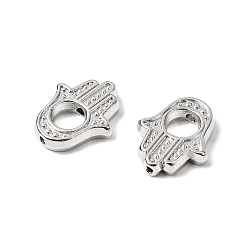 Платина Бусины тибетского стиля, рамки, Хамса рука / рука Мириам, без свинца и без кадмия, платина, 15.5x13x3 мм, отверстие : 1 мм