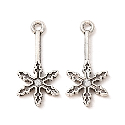 Antique Silver Tibetan Style Alloy Pendants, Snowflake Charms, Antique Silver, 24.5x11.5x2mm, Hole: 1.8mm, about 588pcs/1000g