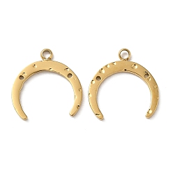 Настоящее золото 18K 304 Настройки горный хрусталь из нержавеющей стали кулон, лунное очарование, реальный 18 k позолоченный, 13.5x13.5x1 мм, отверстие : 1.5 мм, пригодный для стразов 0.7~1 мм