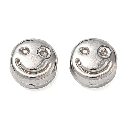 Color de Acero Inoxidable 304 bolas de acero inoxidable, cara plana, redonda y sonriente, color acero inoxidable, 6x3.5 mm, agujero: 1.3 mm