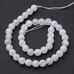 White Synthetic Crackle Quartz Beads Strands, 128 Facets, Round, White, 10mm, Hole: 1mm, about 40pcs/strand, 16 inch