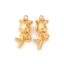 Настоящее золото 18K Латунные подвески, цветок, долговечный, без никеля , реальный 18 k позолоченный, 19.5x9x9 мм, отверстие : 1.2 мм