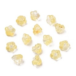 Желтый Прозрачные стеклянные бусины, бусины в форме колокольчика, петуния, с блеском порошок, градиент цвета, желтые, 10x10.5x8 мм, отверстие : 1.2 мм, 1526 шт / 1000 г