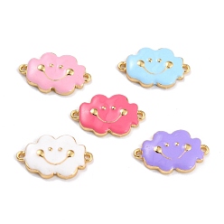 Mixed Color Golden Brass Enamel Links Connectors, Long-Lasting Plated, Cloud, Mixed Color, 18x11x2mm, Hole: 1mm