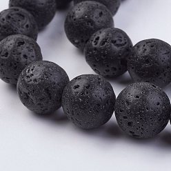 Lava Rock Natural Lava Rock Beads Strands, Round, 12~12.5mm, Hole: 1mm, about 33pcs/strand, 15.74 inch