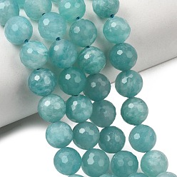 Amazonite Natural Amazonite Beads Strands, Faceted(128 Facets), Round, 8~8.5mm, Hole: 0.8mm, about 46pcs/strand, 14.76''(37.5cm)