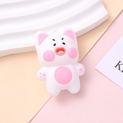 Pink Пластиковые подвески из пвх, форма кошки, розовые, 45x33 мм