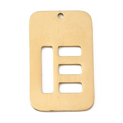 Letter E 304 подвески из нержавеющей стали, прямоугольник с буквой, ионное покрытие (ip), реальный 18 k позолоченный, Письмо E, 33x20x1.5 мм, отверстие : 1.8 мм