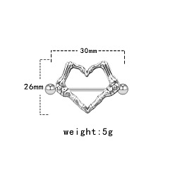Lip 304/316 Кольца для сосков из нержавеющей стали, прутики для пирсинга сосков, цвет нержавеющей стали, губа, 30x26 мм