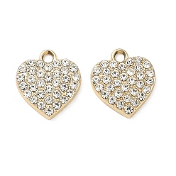 Золотой Подвески из сплава , сердце прелести, uv покрытие, со стразами, золотые, 15.5x13.5x2.7 мм, отверстие : 1.8 мм