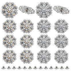 (52) Непрозрачная лаванда 20 шт 2 цвета цветок цинковый сплав и стразы и стеклянные заклепки, для кошелька, , украшение кожаных ремесел, платина, разноцветные, 37x10 мм, 10 шт / цвет
