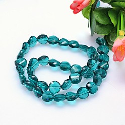 Teal Faceted Flat Round Imitation Austrian Crystal Bead Strands, Grade AAA, Teal, 10x5mm, Hole: 0.9~1mm, about 40pcs/strand, 15.7 inch