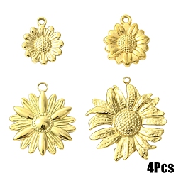 Настоящее золото 18K 4 шт 4 стили 304 подвески из нержавеющей стали, , реальный 18 k позолоченный, 17~32x14~29x2.5~4 мм, отверстие : 1.8~2.5 мм, 1 шт / стиль