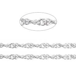 Нержавеющая Сталь Цвет Устойчивые к потускнению 304 цепи из нержавеющей стали сингапур, цепи водных волн, пайки, с катушкой, граненые, цвет нержавеющей стали, 2 мм, около 32.8 футов (10 м) / рулон