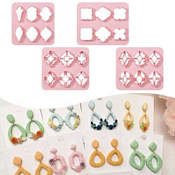 Фламинго 4шт. 4 стили, формы из АБС-пластика, резцы глины, для серьги решений, разнообразные, фламинго, 100~120x100x10 мм, внутренний диаметр: 29~37.5x26~37 мм, 1 шт / стиль