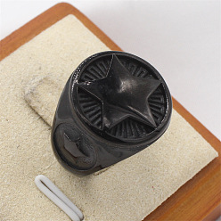Черный 304 из нержавеющей стали кольца палец для мужчин, круглая со звездой, чёрные, размер США 12 (21.4 мм)