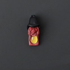 Yellow Quartz Natural Yellow Quartz Pendants, Elf with Witch Hat Charm, 45x20mm