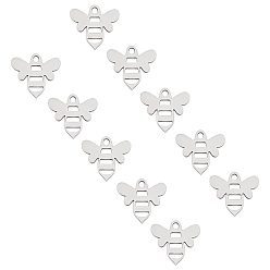 Stainless Steel Color 304 Stainless Steel Charms, Bee, Stainless Steel Color, 12.5x14x1mm, Hole: 1.5mm, 20pcs/box