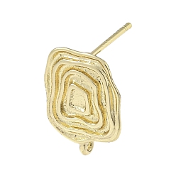 Real 14K Gold Plated Brass Stur Earring Findings, Irregular Grain, Real 14K Gold Plated, 16x12mm, Hole: 0.7mm, Pin: 12mm