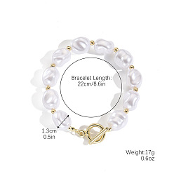 Кремово-белый Браслеты из сплава и искусственного жемчуга для женщин, самородки, с Переключить застежками, кремово-белые, 8-5/8 дюйм (22 см)