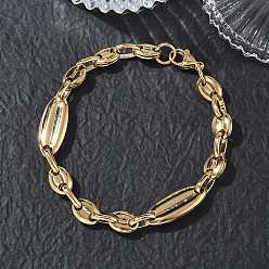 Golden 304 Edelstahl Kaffeebohne Armbänder, Ionenbeschichtung (ip), golden, 8.27 Zoll (21 cm)