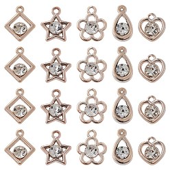 Mixed Shapes 20 шт 5 стили УФ-покрытие акриловые подвески, радужный, с акриловыми стразами, разнообразные, разнообразные, 14~18x10~14.5x5~5.5 мм, отверстие : 1~2 мм, 4 шт / стиль