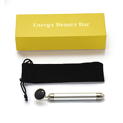 Obsidian Natural Obsidian Electric Massage Sticks, Massage Wand (No Battery), Fit for AA Battery, with Zinc Alloy Finding, Massage Tools, with Box, 155x16mm