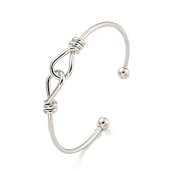 Platinum Cross Knot Brass Open Cuff Bangles for Women, Platinum, Inner Diameter: 1-7/8x2-1/4 inch(4.8x5.7cm)