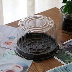 Black Plastic Cake Containers, Disposable Dessert Boxes, with Lids, Round, Black, 155x90mm