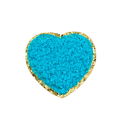 Темно-Голубой Полотенце в стиле вышивки ткань гладить/пришивать заплатки, аппликация, значки, для одежды, платье, шляпа, джинсы, украшения своими руками, сердце, глубокое синее небо, 50x50 мм