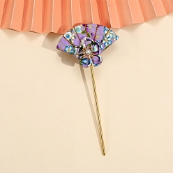 Pflaume Blumenfächer Stoff Haarstäbe, Haarschmuck für Frauen und Mädchen, Pflaume, 150 mm