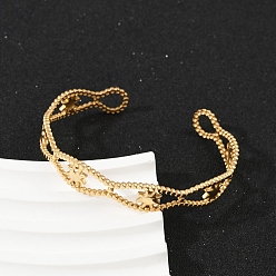 Золотой 304 женские браслеты-манжеты из нержавеющей стали, солнце, золотые, внутренний диаметр: 2-3/8x1-7/8 дюйм (6x4.8 см)