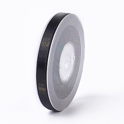 Черный Двухсторонние полиэфирные атласные ленты, чёрные, 3/8 дюйм (9 мм), около 100 ярдов / рулон (91.44 м / рулон)