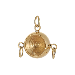 Настоящее золото 14K 202 Настройки горный хрусталь из нержавеющей стали кулон, круглые, для заостренного горного хрусталя, ионное покрытие (ip), с целью перехода в кольце, реальный 14 k позолоченный, 10x12 мм