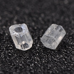 Clear 11/0 Two Cut Glass Seed Beads, Hexagon, Transparent Colours Luster, Clear, 2.2mm, Hole: 0.5~0.6mm, about 37500pcs/Pound