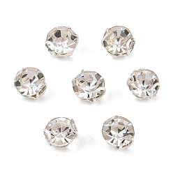 Серебро Плоские круглые пришивные бусины-монти со стразами, с 201 зубцами из нержавеющей стали, аксессуары для одежды, серебряные, 5x4.5 мм, отверстие : 1 мм