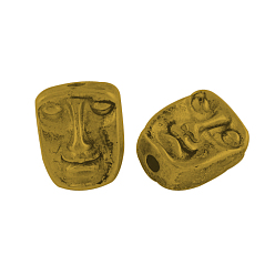 Античное Золото Тибетский стиль сплава человеческим лицом бусы, без кадмия, без никеля и без свинца, античное золото , 12x10x7 мм, отверстие : 2 мм
