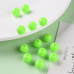 Lime Opaque Acrylic Beads, Round, Lime, 10x9mm, Hole: 2mm, about 940pcs/500g