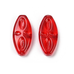Красный Прозрачные стеклянные бусины, овальные с цветком, спекающийся лак, красные, 20x9.5x4 мм, отверстие : 1.2 мм