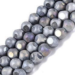Серый Нити из непрозрачных стеклянных бусин с эффектом омбре, окрашенные методом гальванического покрытия., круглые, с покрытием AB цвета, граненый(6 граненый), серые, 8~8.5 мм, отверстие : 1~1.2 мм, около 47~48 шт / нитка, 14.17~14.76 дюйм (36~37.5 см)