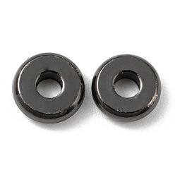 Черный Цвет Металла Латунные бусины, без кадмия и без свинца, долговечный, диск, металлический черный , 6x2 мм, отверстие : 1.8 мм