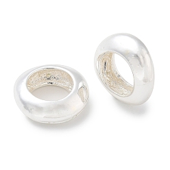 Серебро Стойки обшивки латунные бусины, долговечный, без свинца и без кадмия, плоско-круглые, большое отверстие шарик, серебряные, 17.5x6 мм, отверстие : 10.6 мм