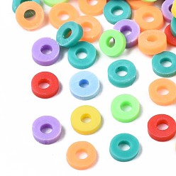 Couleur Mélangete Perles en fimo faits à la main, perles heishi, disque / plat rond, couleur mixte, 4x0.5~1.5mm, Trou: 1.5mm, environ66600 pcs / 1000 g