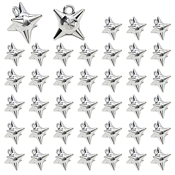 Платина 40шт. подвески в виде звезд из сплава, платина, 14.5x13x17.5 мм, отверстие : 2.5 мм